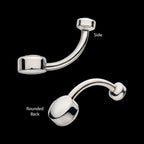 Internally Threaded Double Bezel Round with Smooth Rounded Back & Fixed Bottom Navel Earring / Nosering – Titanium