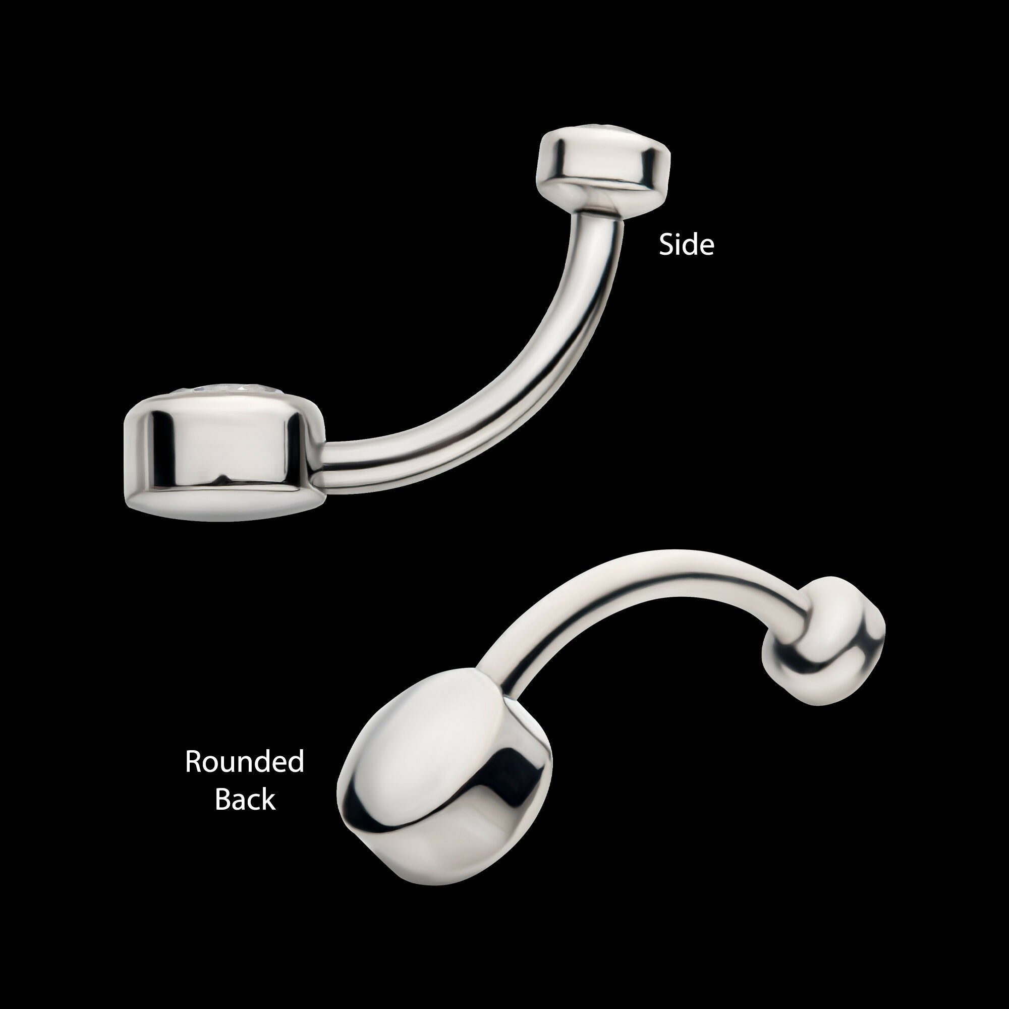 Internally Threaded Double Bezel Round with Smooth Rounded Back & Fixed Bottom Navel Earring / Nosering – Titanium