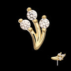 14Kt Yellow Gold Threadless Prong Set Gem Vine Top