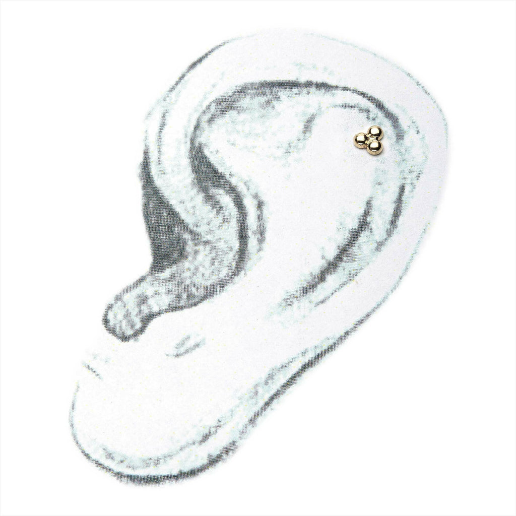 14Kt Yellow Gold Threadless Trinity Ball Top