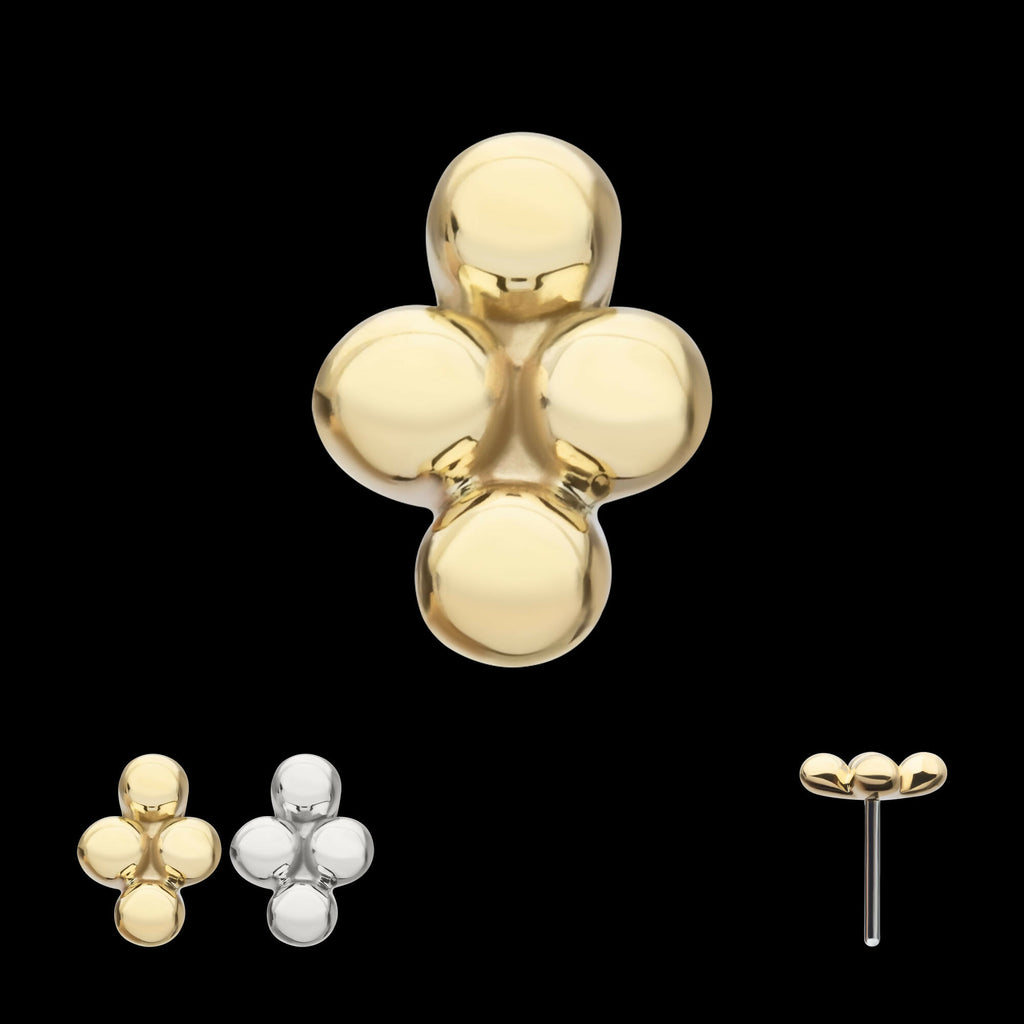 14Kt Gold Threadless 4-Bead Cluster Top