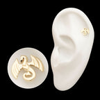 14Kt Yellow Gold Threadless Winged Dragon Top