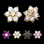 14kt Yellow Gold Threadless 7-CZ Gems Top