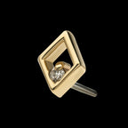 14Kt Gold Threadless Cut Out Rhombus Shape Top with Prong Set Round Lab-Grown Rhombus