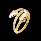 24Kt Gold PVD Titanium Double Ended Twist Side Facing Hinged Segment Clicker with Clear CZ Snake Heads Hoop Earring / Nosering
