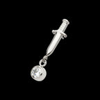 Titanium Threadless Dangle Bezel Round Gem Dagger Top