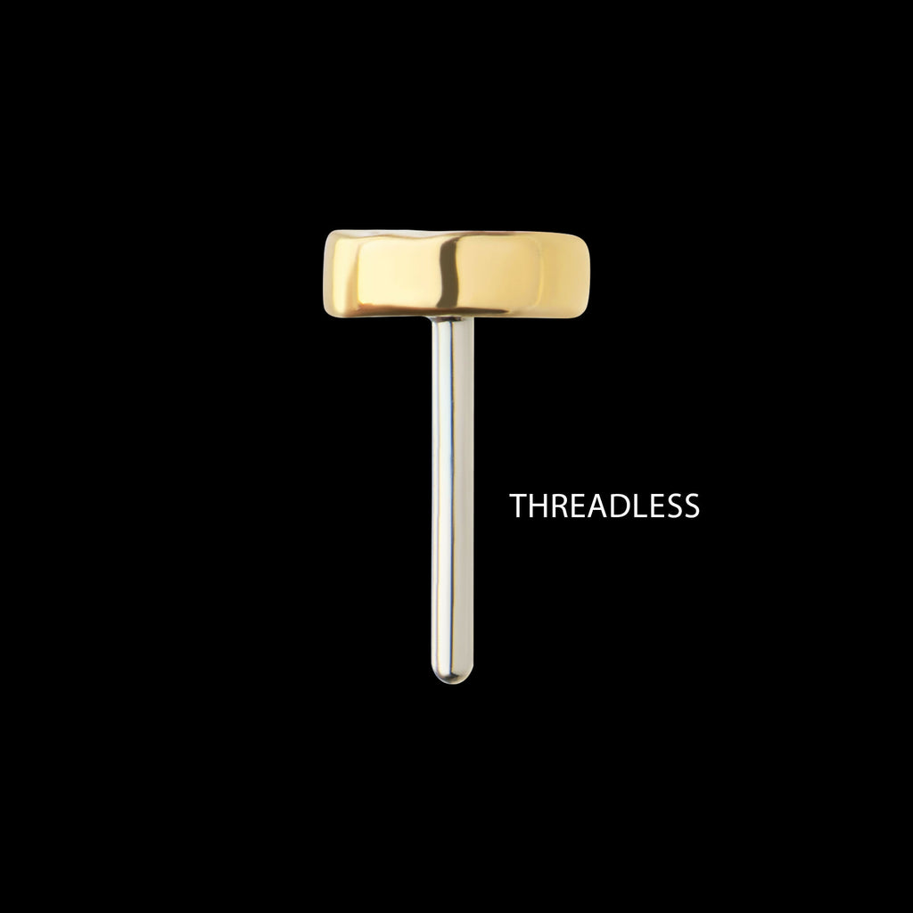 14Kt Yellow Gold Threadless Hammered Disk Top
