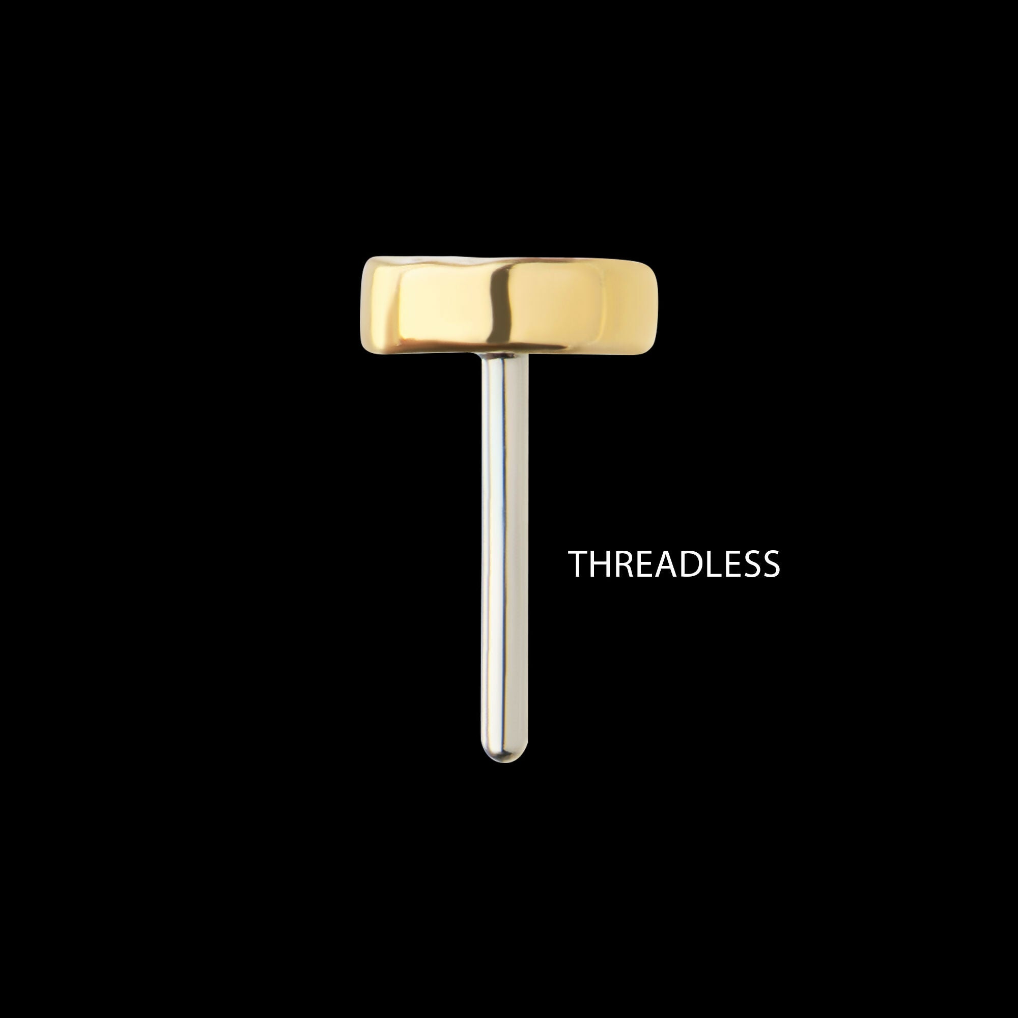 14Kt Yellow Gold Threadless Hammered Disk Top