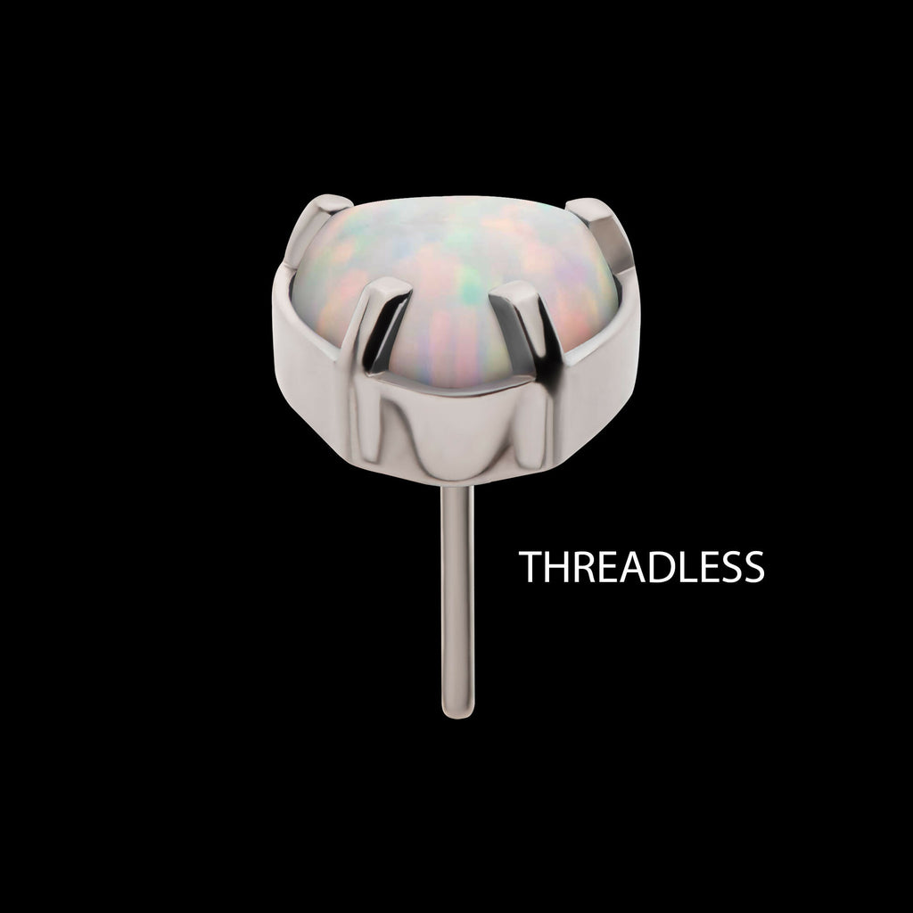 Titanium Threadless with Prong Set Opal Heart Top