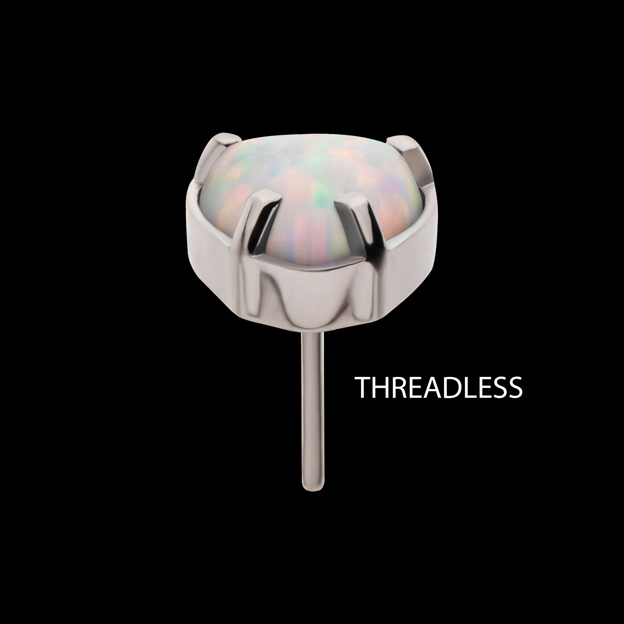 Titanium Threadless with Prong Set Opal Heart Top