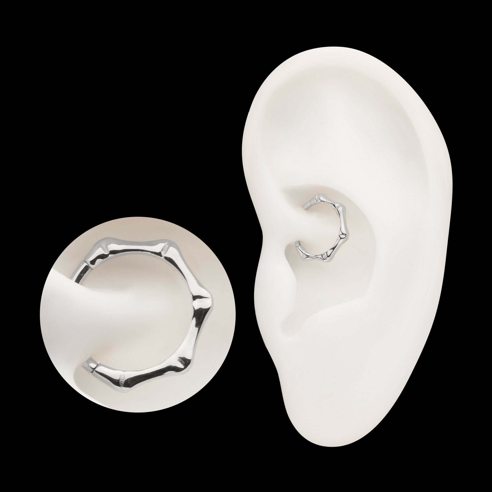Bone Shaped Front Facing Hinged Segment Clicker Hoop Earring / Nosering – Titanium
