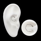 1mm CNC Set Clear CZ Eternity Hexagon Shape Front Facing Hinged Segment Clicker Hoop Earring / Nosering – Titanium