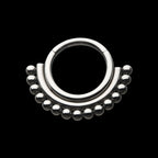 15-Beaded Classic Front Facing Hinged Segment Clicker Hoop Earring / Nosering – Titanium