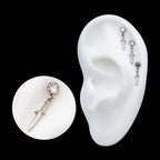 Titanium Threadless Bezel Round CZ Dangle Dagger Top