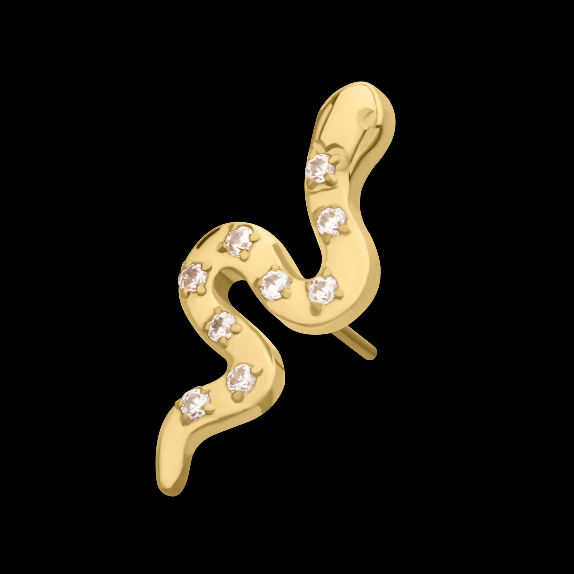 24Kt Gold PVD Titanium Threadless Prong Set 9-Gem Snake Top
