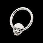 Centered Skull Front Facing Hinged Segment Clicker Hoop Earring / Nosering – Titanium