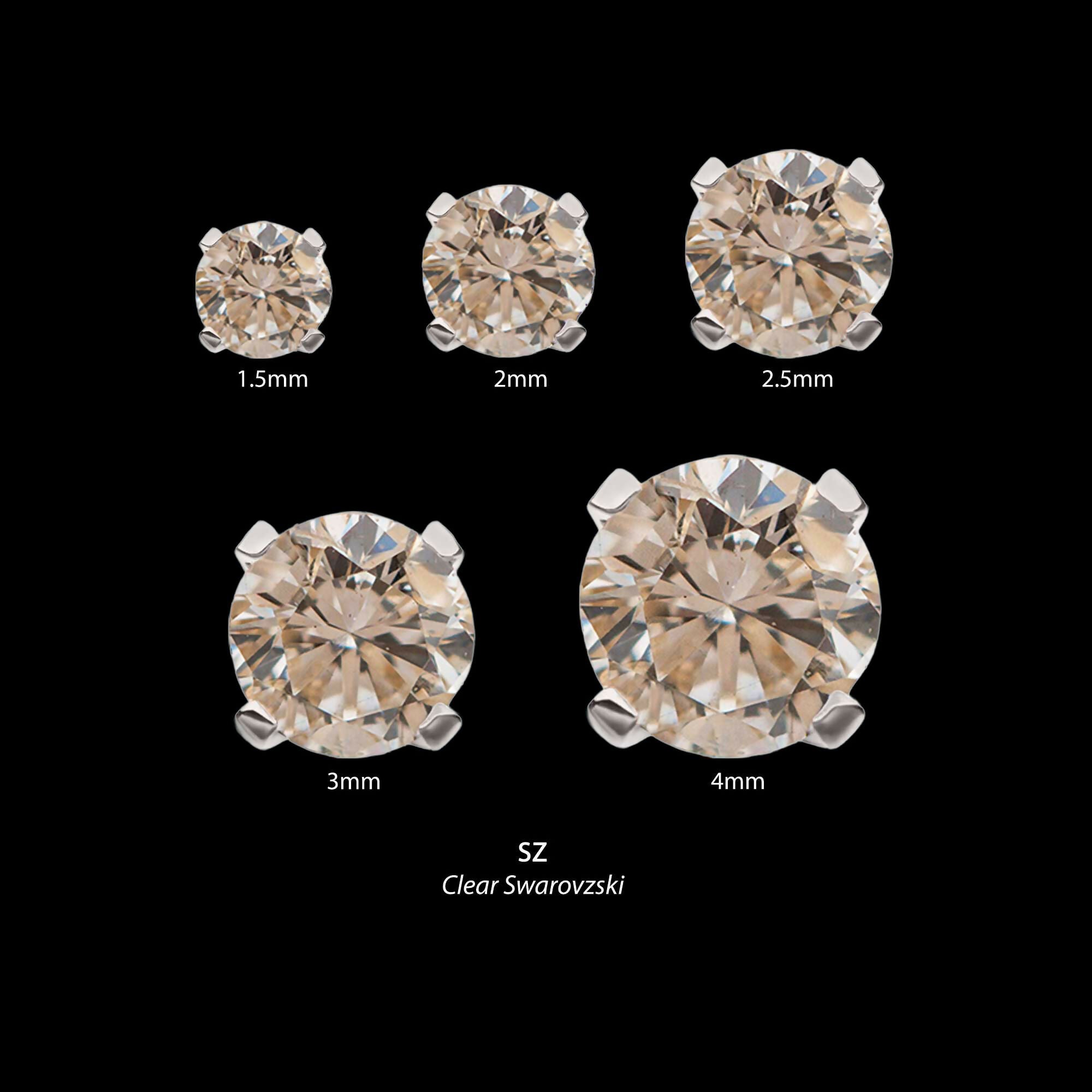 14Kt White Gold Threadless with Prong Set Round CZ Top