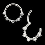 Clustered Prong Set 1mm and 2mm Round CZ Front Facing Hinged Segment Clicker Hoop Earring / Nosering – Titanium