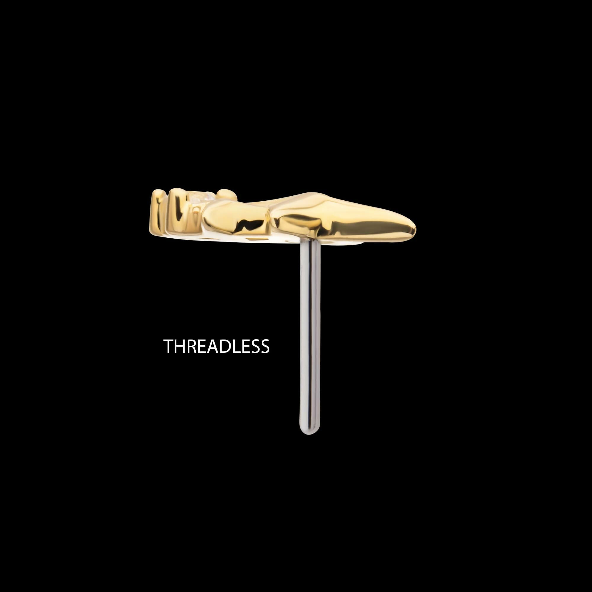 14Kt Gold Threadless Double Celestial Star Top with Prong Set Gem