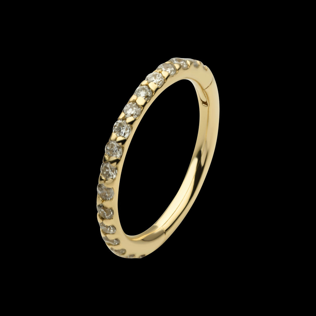 14Kt Gold Eternity Side Facing Hinged Segment Clicker with Prong Set 0.9mm Round Lab-Grown Diamonds