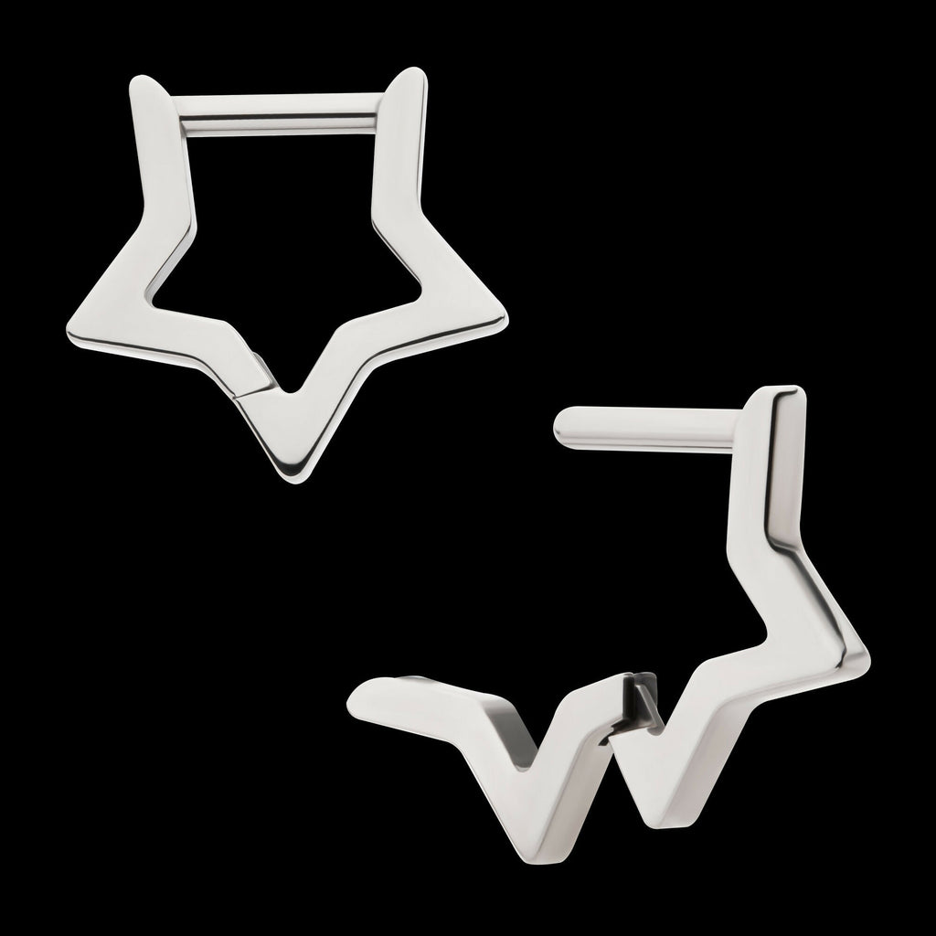 Star Hinged Segment Clicker Hoop Earring / Nosering – Titanium