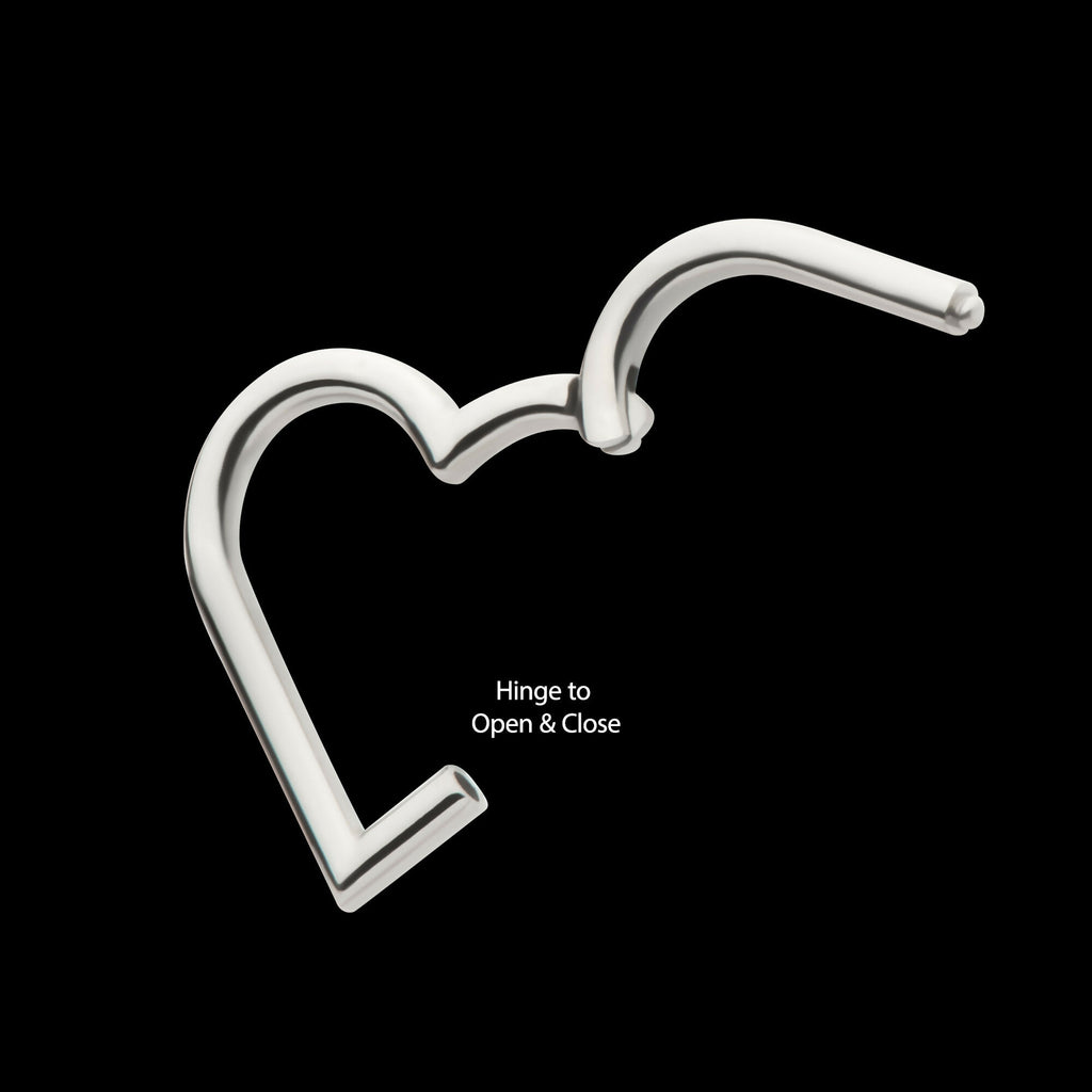 Heart Shape Hinged Segment Clicker Hoop Earring / Nosering – Titanium