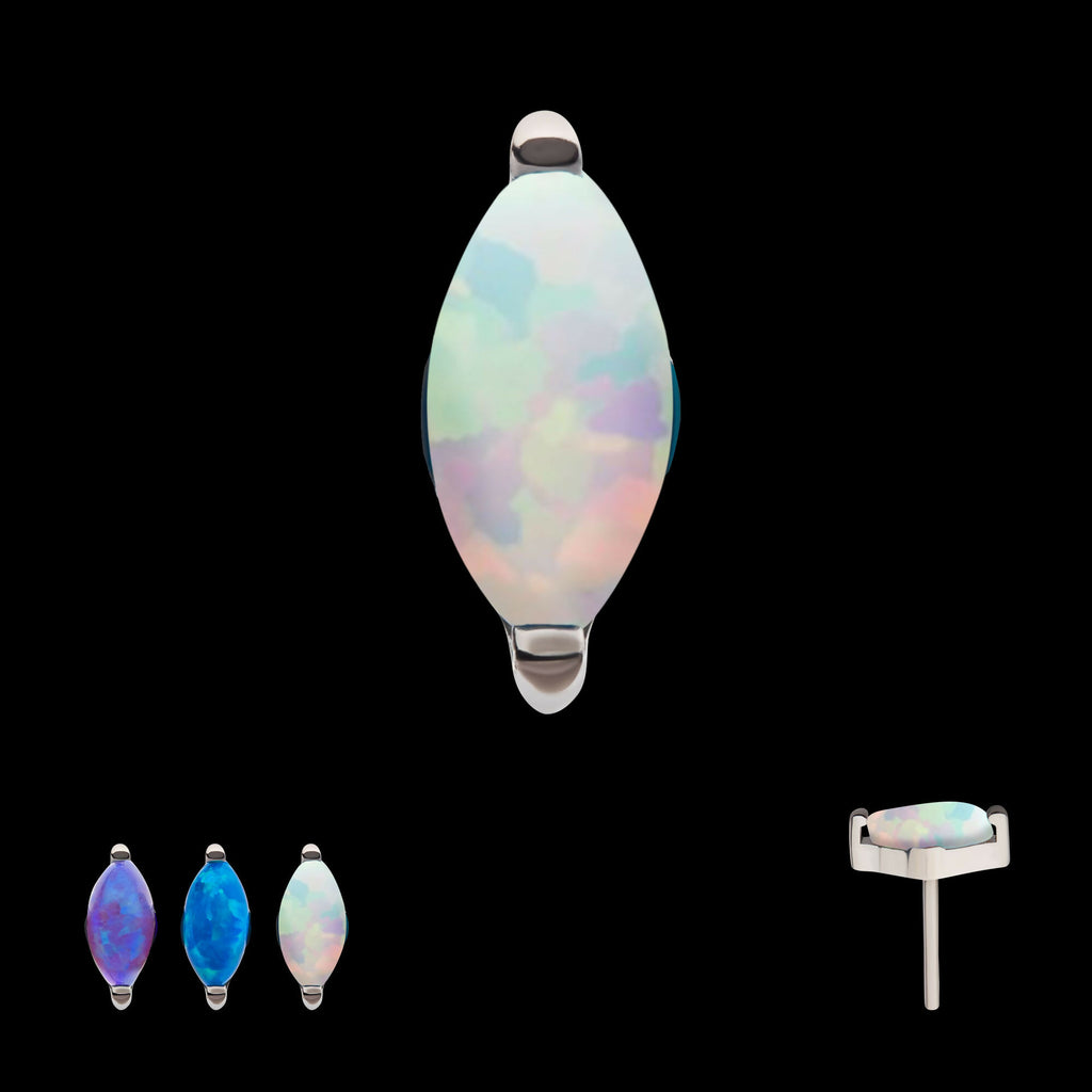 Titanium Threadless with 2-Prong Marquise Opal Top