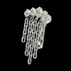 Internally Threaded 5-Cluster Prong Gem Fixed Top Curved Barbell with 5 Chain Dangle Earring / Nosering – Titanium
