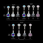 Internally Threaded with Prong Set Round AAA CZ Fixed Navel Earring / Nosering – Titanium
