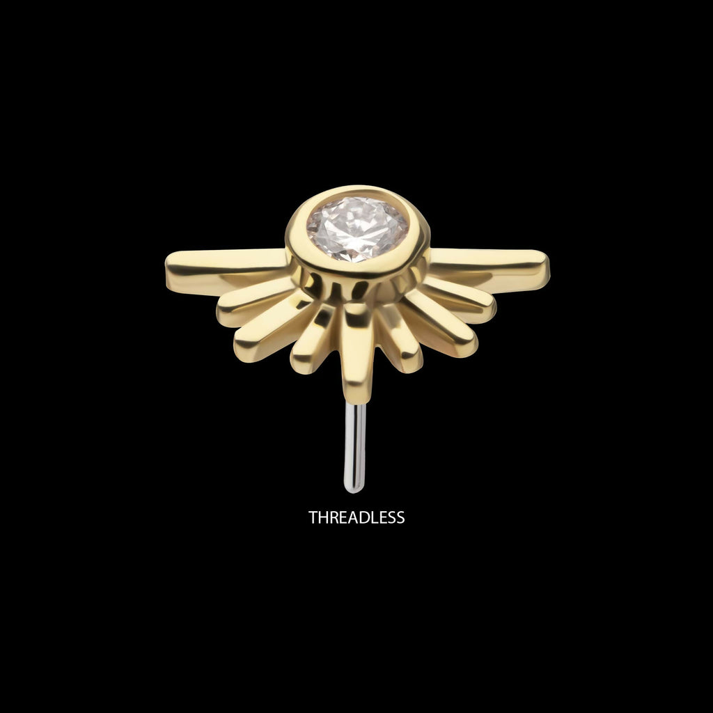 14Kt Yellow Gold Threadless Half Starburst Top with Bezel Lab-Grown Diamond