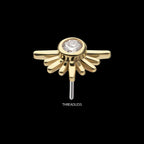 14Kt Yellow Gold Threadless Half Starburst Top with Bezel Lab-Grown Diamond