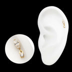 24KT Gold PVD Titanium Threadless Marquise Top with Prong Set Gem Dangle