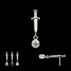 Titanium Threadless Dangle Bezel Round Gem Dagger Top