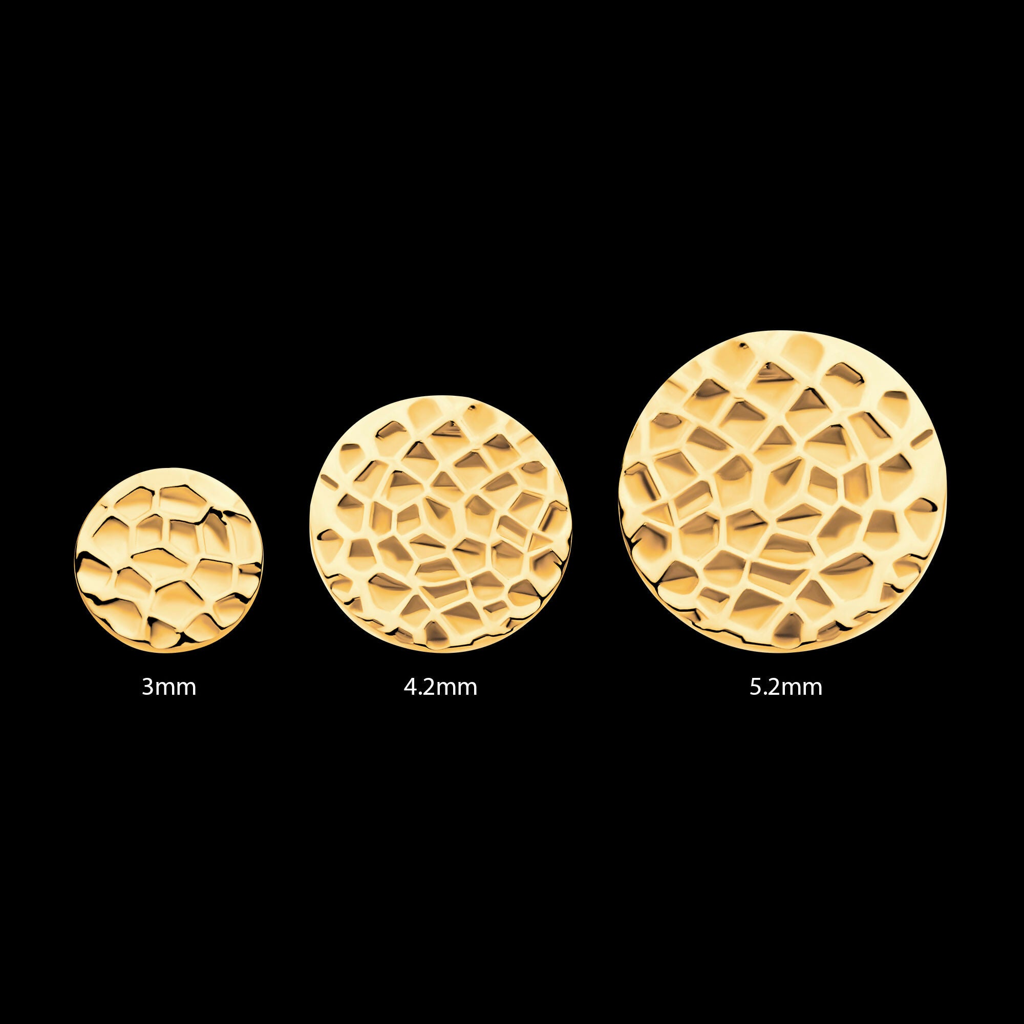 24Kt Gold PVD Titanium Threadless Hammered Disk Top