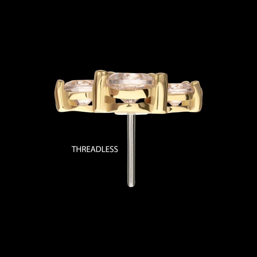 14Kt Yellow Gold Threadless Centered Gem Curved Cluster Top