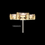 14Kt Yellow Gold Threadless Centered Gem Curved Cluster Top