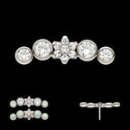 Titanium Threadless Prong Set Flower with Bezel Set Round CZ/Opal Cluster Top