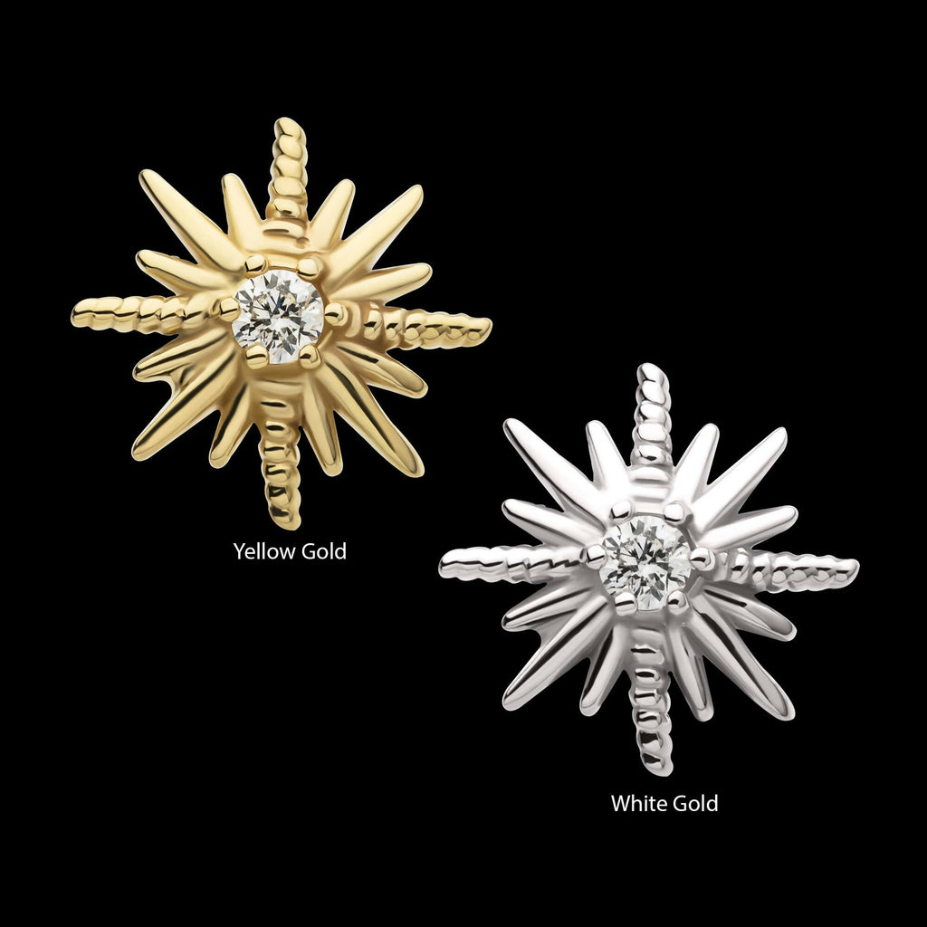 14Kt Gold Threadless Sunburst Top with 6-Prong Lab-Grown