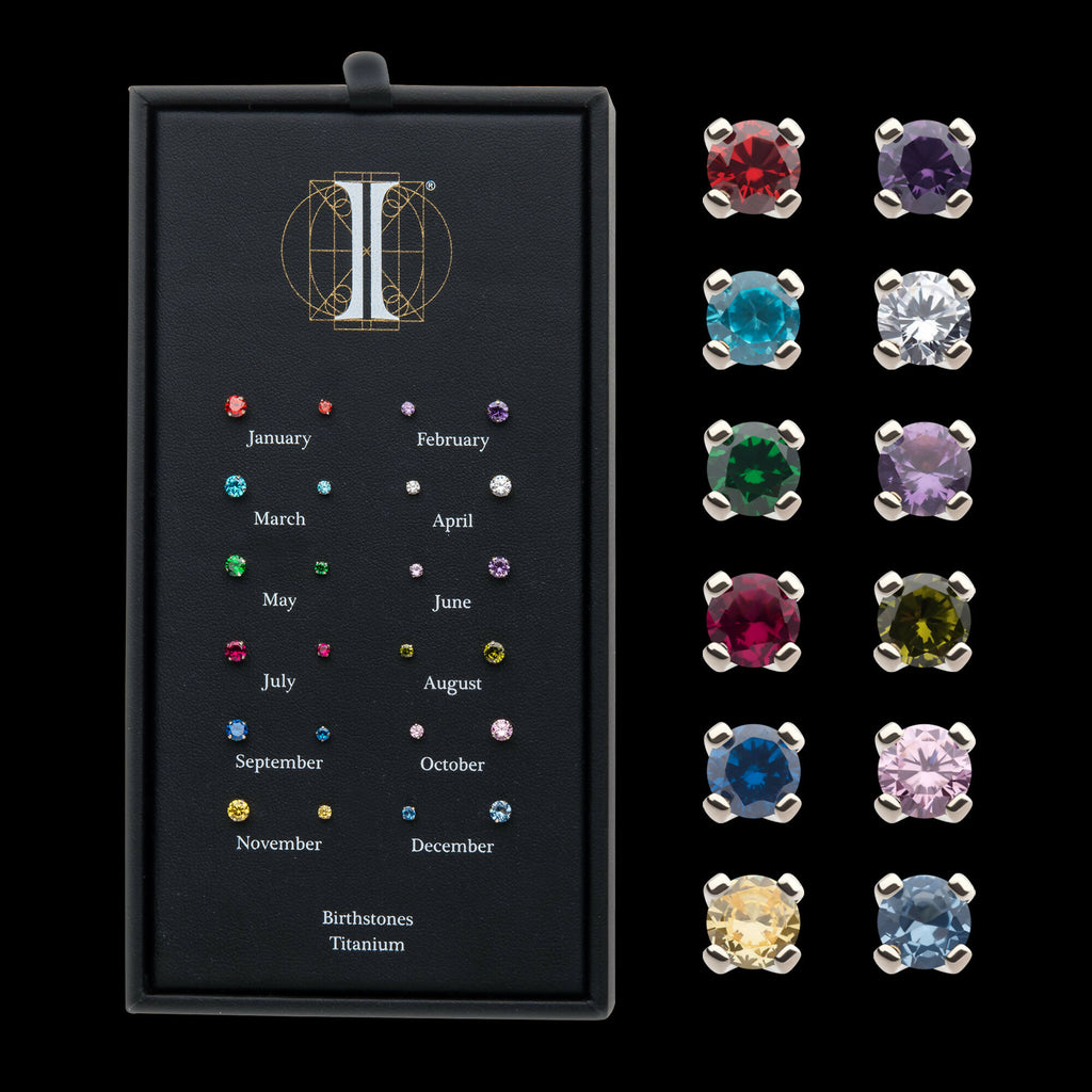 Titanium Threadless with Prong Set Birthstone Top