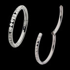 Pyramid Design Side Facing Hinged Segment Clicker Hoop Earring / Nosering – Titanium