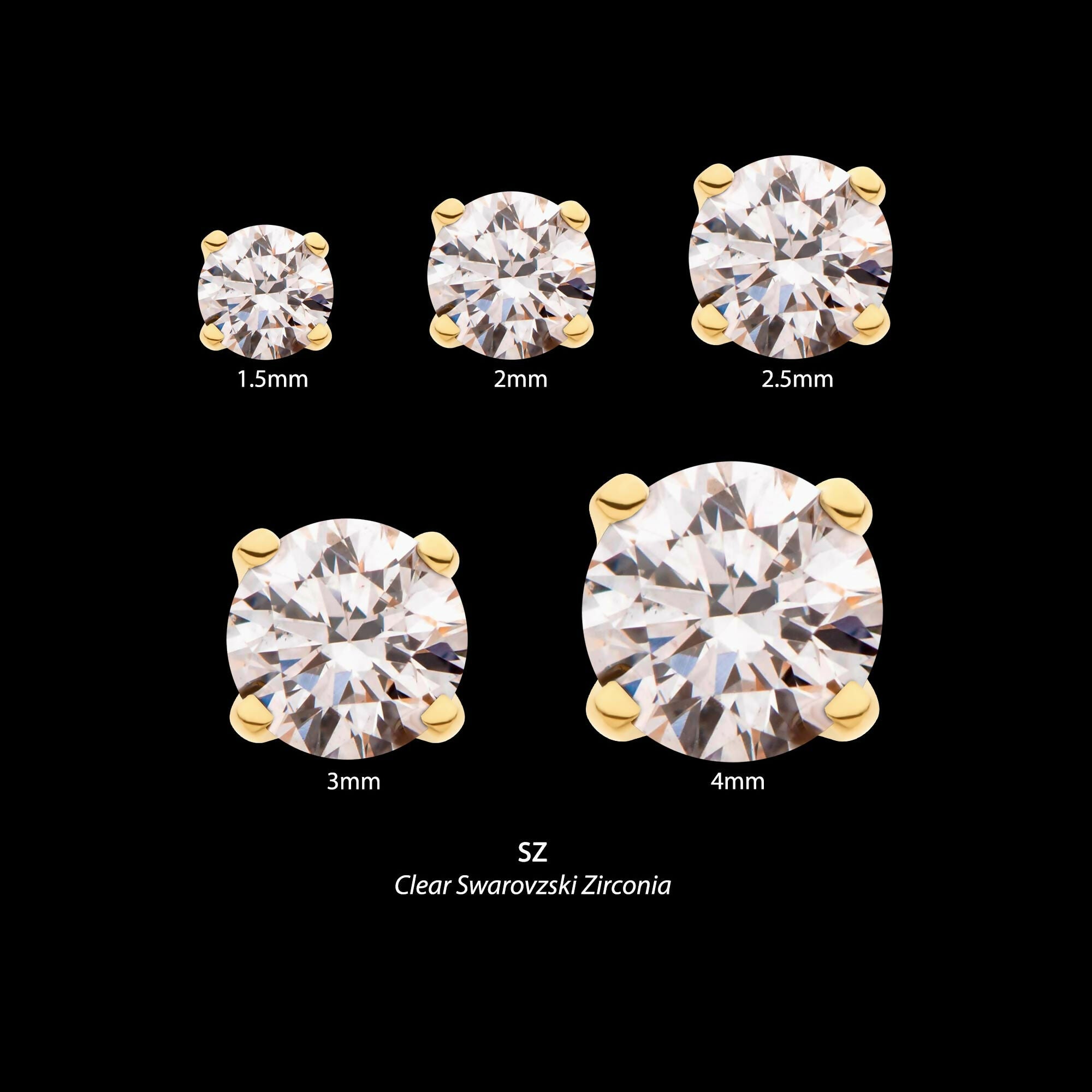 14Kt Yellow Gold Threadless with Prong Set Round Swarovski Top