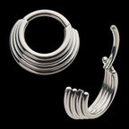 Four Stacked Front Facing Hinged Segment Clicker Hoop Earring / Nosering – Titanium