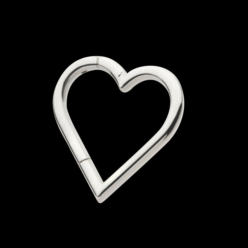 Heart Shape Hinged Segment Clicker Hoop Earring / Nosering – Titanium