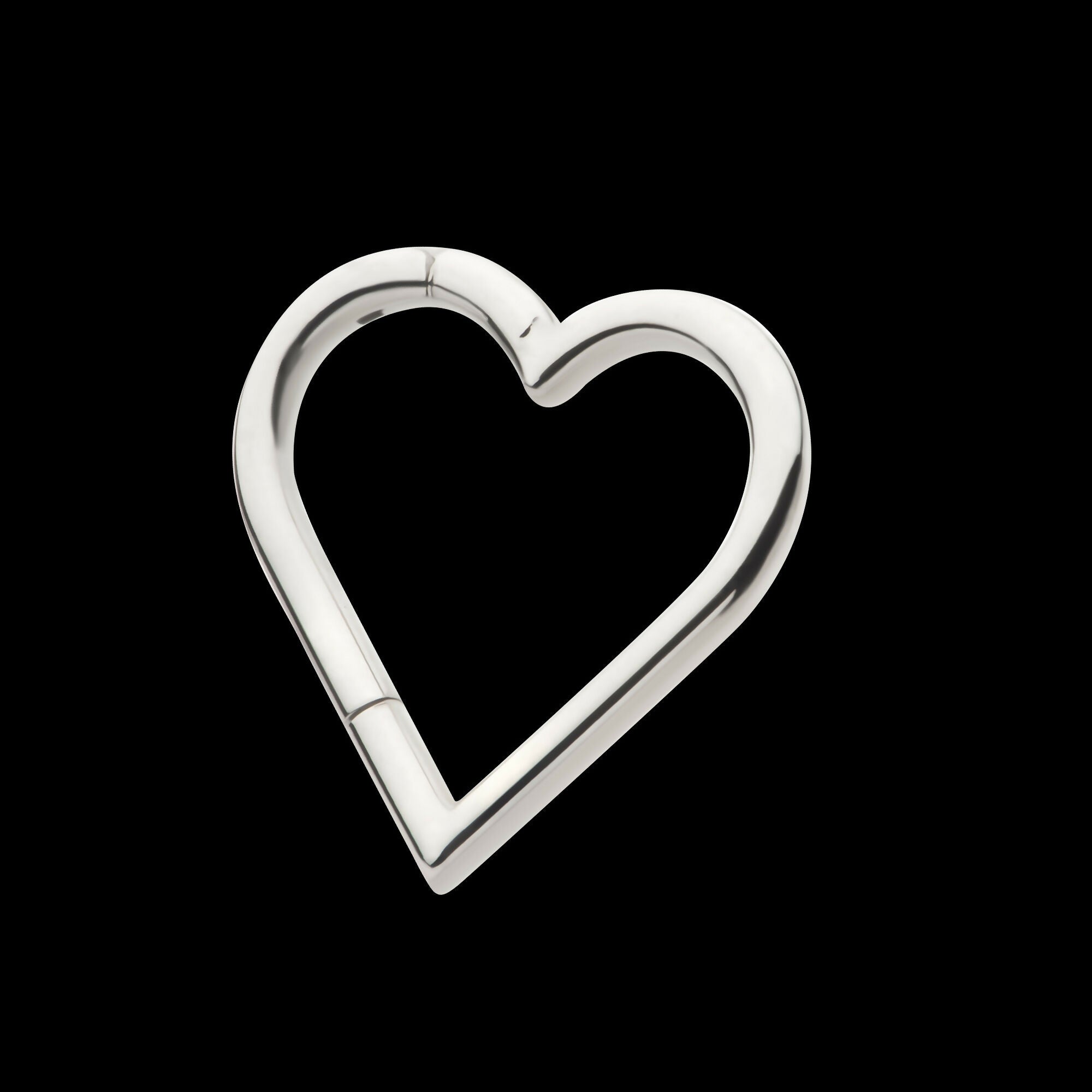 Heart Shape Hinged Segment Clicker Hoop Earring / Nosering – Titanium