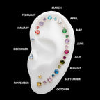 Titanium Threadless with Prong Set Birthstone Top