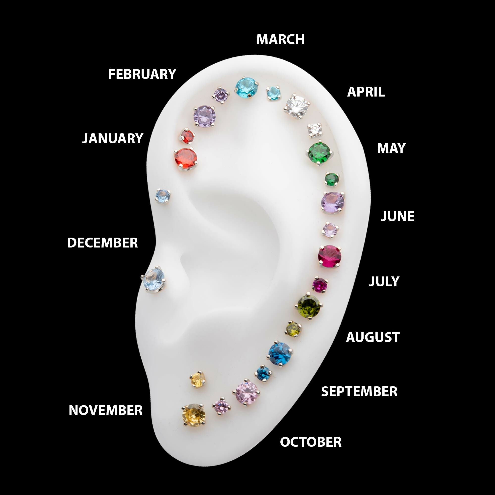 Titanium Threadless with Prong Set Birthstone Top