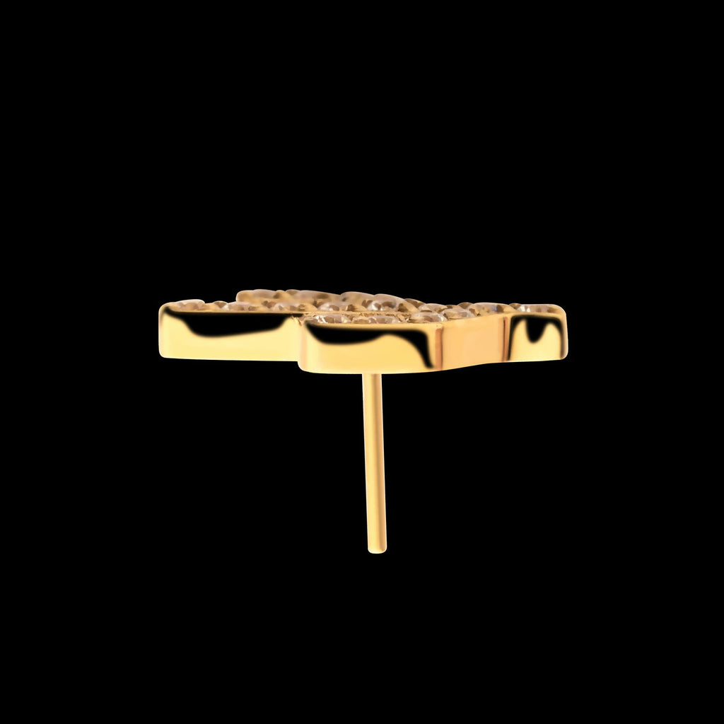 24KT Gold PVD Titanium Threadless with Prong Set CZ Cactus Top