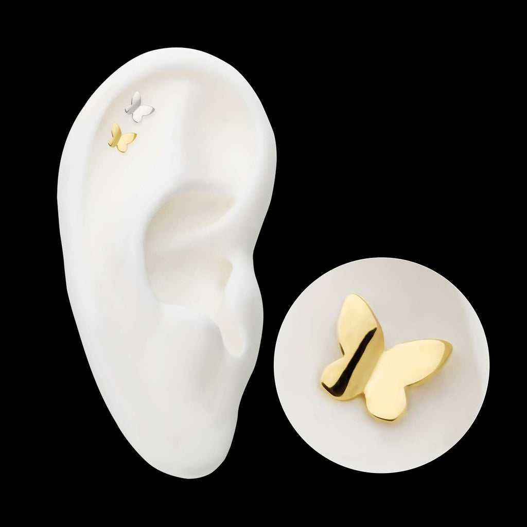 14Kt Gold Threadless 3D Butterfly Top