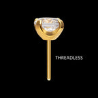 24KT Gold PVD Titanium Threadless Low Profile 4-Prong Round Gem Top