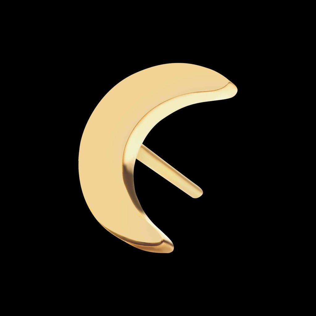 24Kt Gold PVD Titanium Threadless Crescent Moon Top with 1.6mm Crest